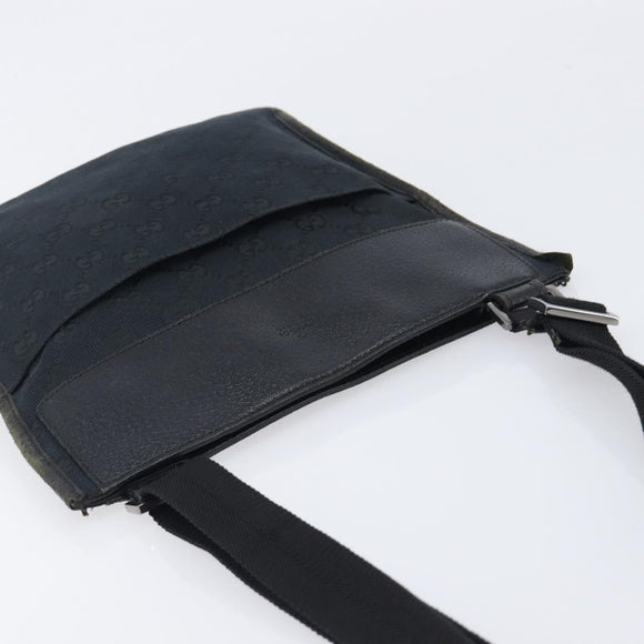 GUCCI GG Canvas Shoulder Bag Black Silver 27639 Auth 209188