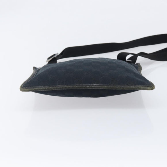 GUCCI GG Canvas Shoulder Bag Black Silver 27639 Auth 209188