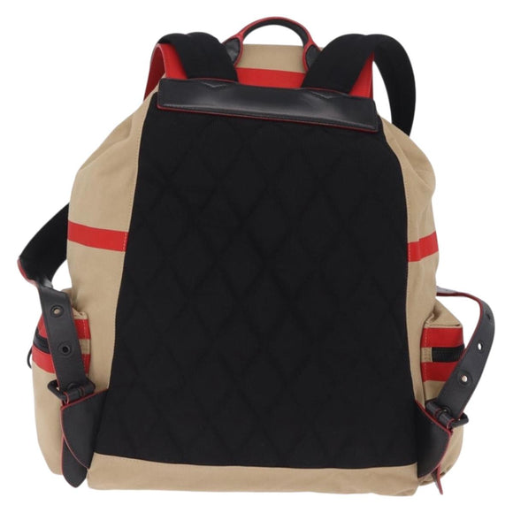 BURBERRY Backpack Canvas Beige Silver Auth 209211A