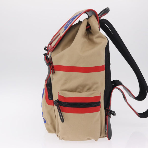 BURBERRY Backpack Canvas Beige Silver Auth 209211A