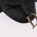 Christian Dior Saddle Waist Bag Leather Black Gold Tone Auth 209213A-10
