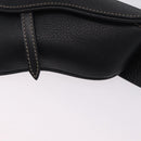 Christian Dior Saddle Waist Bag Leather Black Gold Tone Auth 209213A-11