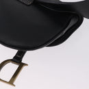 Christian Dior Saddle Waist Bag Leather Black Gold Tone Auth 209213A-13