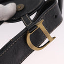 Christian Dior Saddle Waist Bag Leather Black Gold Tone Auth 209213A-16