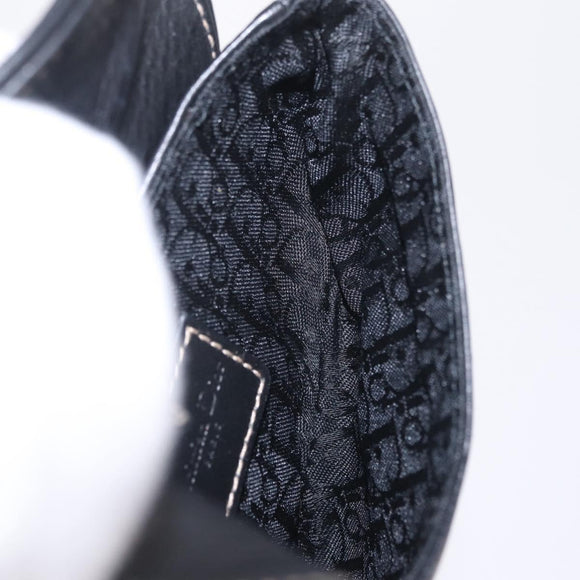 Christian Dior Saddle Waist Bag Leather Black Gold Tone Auth 209213A