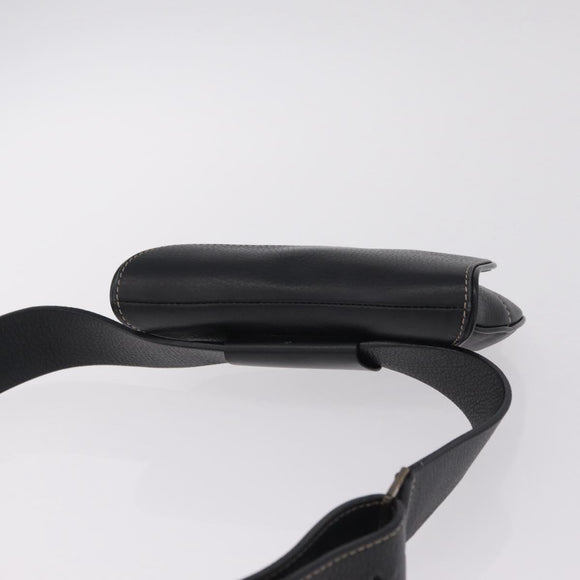 Christian Dior Saddle Waist Bag Leather Black Gold Tone Auth 209213A