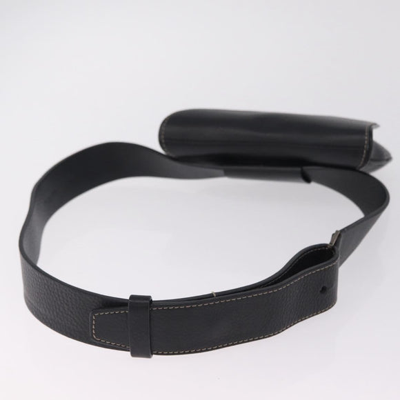 Christian Dior Saddle Waist Bag Leather Black Gold Tone Auth 209213A