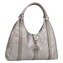 GUCCI GG Implementation Hand Bag Leather Silver 203494 Auth 209221V-1