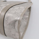 GUCCI GG Implementation Hand Bag Leather Silver 203494 Auth 209221V-12