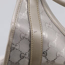 GUCCI GG Implementation Hand Bag Leather Silver 203494 Auth 209221V-14