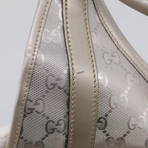 GUCCI GG Implementation Hand Bag Leather Silver 203494 Auth 209221V
