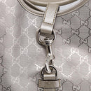GUCCI GG Implementation Hand Bag Leather Silver 203494 Auth 209221V-15