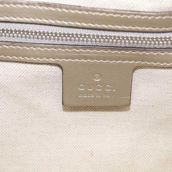 GUCCI GG Implementation Hand Bag Leather Silver 203494 Auth 209221V
