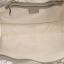 GUCCI GG Implementation Hand Bag Leather Silver 203494 Auth 209221V-17