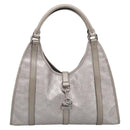 GUCCI GG Implementation Hand Bag Leather Silver 203494 Auth 209221V-2