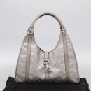 GUCCI GG Implementation Hand Bag Leather Silver 203494 Auth 209221V-26