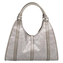GUCCI GG Implementation Hand Bag Leather Silver 203494 Auth 209221V-3
