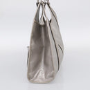 GUCCI GG Implementation Hand Bag Leather Silver 203494 Auth 209221V-5