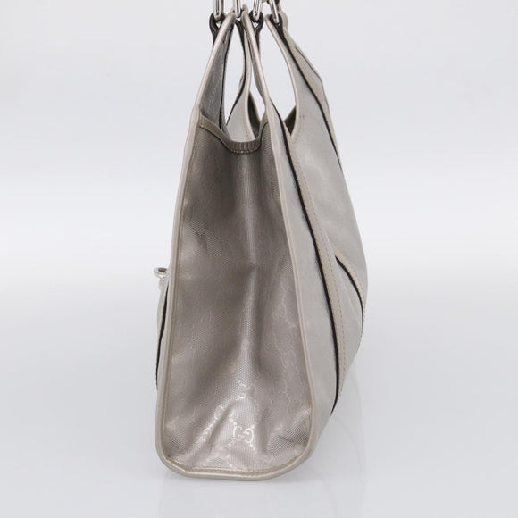 GUCCI GG Implementation Hand Bag Leather Silver 203494 Auth 209221V