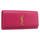 Saint Laurent Cassandra Clutch Bag Leather Pink Gold Tone 326079 Auth 209225V-1