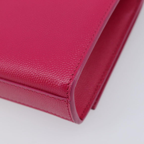 Saint Laurent Cassandra Clutch Bag Leather Pink Gold Tone 326079 Auth 209225V