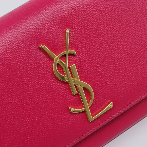 Saint Laurent Cassandra Clutch Bag Leather Pink Gold Tone 326079 Auth 209225V