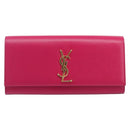 Saint Laurent Cassandra Clutch Bag Leather Pink Gold Tone 326079 Auth 209225V-2