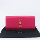 Saint Laurent Cassandra Clutch Bag Leather Pink Gold Tone 326079 Auth 209225V-21