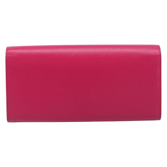 Saint Laurent Cassandra Clutch Bag Leather Pink Gold Tone 326079 Auth 209225V