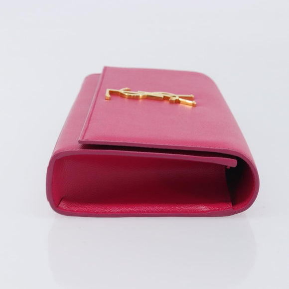 Saint Laurent Cassandra Clutch Bag Leather Pink Gold Tone 326079 Auth 209225V
