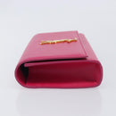 Saint Laurent Cassandra Clutch Bag Leather Pink Gold Tone 326079 Auth 209225V-5