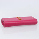 Saint Laurent Cassandra Clutch Bag Leather Pink Gold Tone 326079 Auth 209225V-6