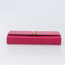 Saint Laurent Cassandra Clutch Bag Leather Pink Gold Tone 326079 Auth 209225V-7