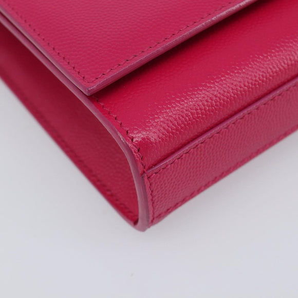 Saint Laurent Cassandra Clutch Bag Leather Pink Gold Tone 326079 Auth 209225V