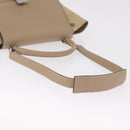 CELINE Trapeze Small Hand Bag Leather Beige Silver Auth 209241A-10