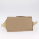 CELINE Trapeze Small Hand Bag Leather Beige Silver Auth 209241A-12