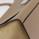 CELINE Trapeze Small Hand Bag Leather Beige Silver Auth 209241A-13
