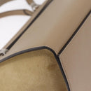 CELINE Trapeze Small Hand Bag Leather Beige Silver Auth 209241A-15