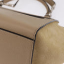 CELINE Trapeze Small Hand Bag Leather Beige Silver Auth 209241A-16