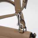 CELINE Trapeze Small Hand Bag Leather Beige Silver Auth 209241A-17