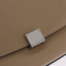 CELINE Trapeze Small Hand Bag Leather Beige Silver Auth 209241A-18