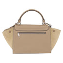 CELINE Trapeze Small Hand Bag Leather Beige Silver Auth 209241A-3
