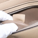 CELINE Trapeze Small Hand Bag Leather Beige Silver Auth 209241A-31