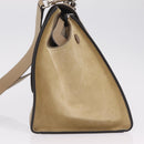 CELINE Trapeze Small Hand Bag Leather Beige Silver Auth 209241A-4