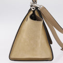 CELINE Trapeze Small Hand Bag Leather Beige Silver Auth 209241A-5