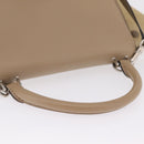 CELINE Trapeze Small Hand Bag Leather Beige Silver Auth 209241A-8