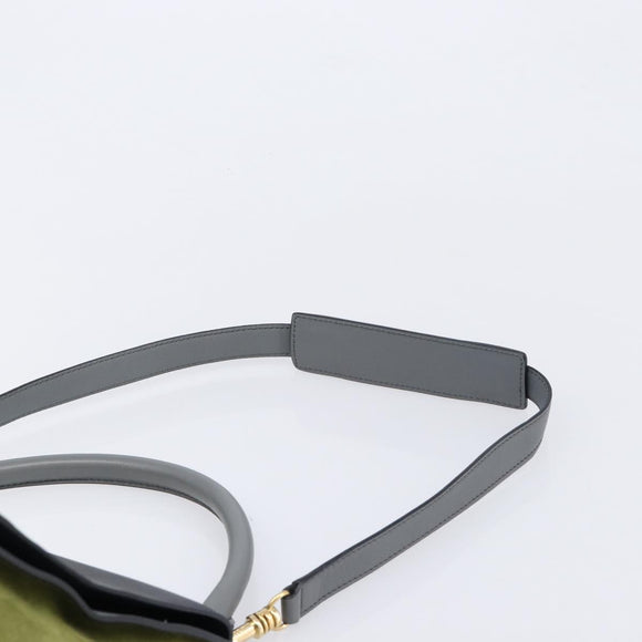 CELINE Trapeze Medium Hand Bag Leather Gray Gold Tone Auth 209242A
