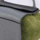 CELINE Trapeze Medium Hand Bag Leather Gray Gold Tone Auth 209242A-12