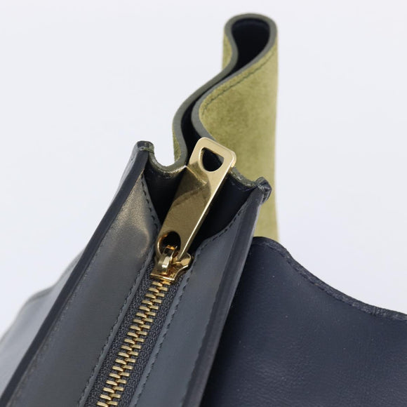 CELINE Trapeze Medium Hand Bag Leather Gray Gold Tone Auth 209242A