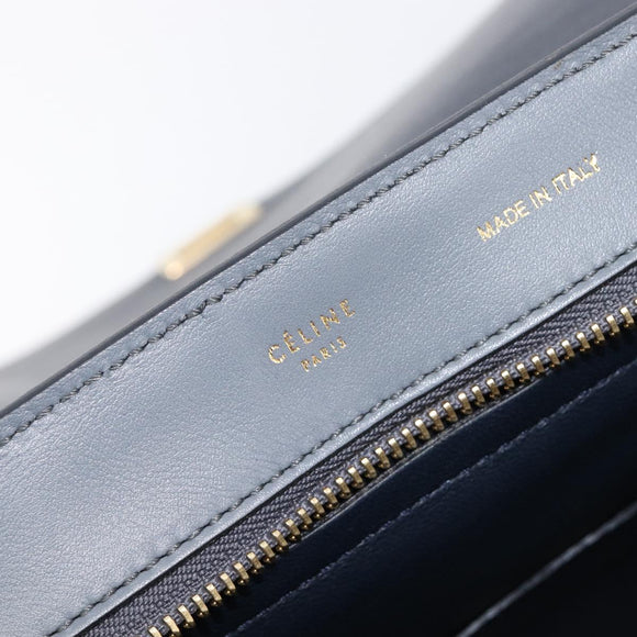 CELINE Trapeze Medium Hand Bag Leather Gray Gold Tone Auth 209242A